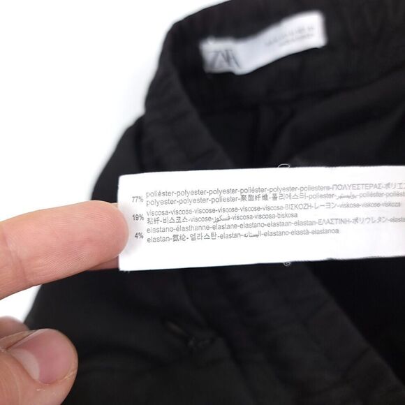 ZARA High Rise Ankle Cropped Seamed Jogger Active Pants Womens Medium Black - Picture 7 of 7